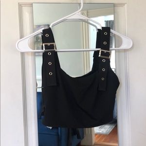 Tiger Mist Cropped Black Tank Top